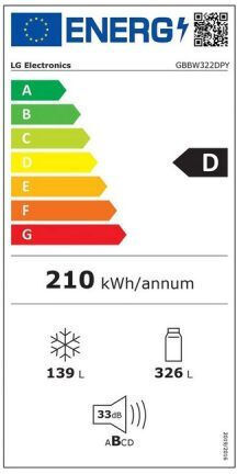 LG 465лт В203xШ69.7xД70.4см. Inox GBBW322DPY