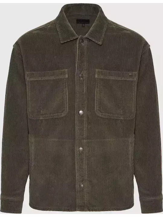 Дълъг Ръкав Рипсено Кадифе Overshirt Зелен
