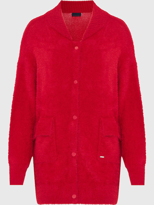 Women's Cardigan with Buttons Scarlet Red