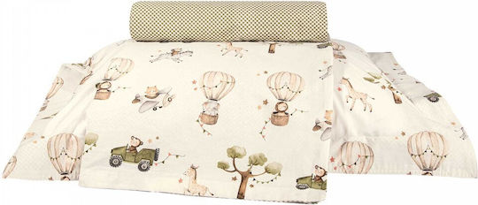 Greenwich Polo Club Seturi de cearșafuri Single Bumbac Ivory, Olive Green 170x240cm 3buc