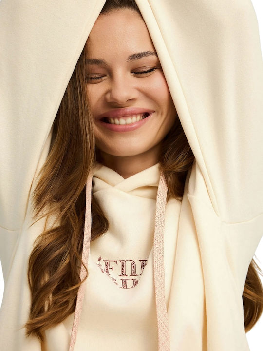 Long Women's Sweatshirt Hooded Beige