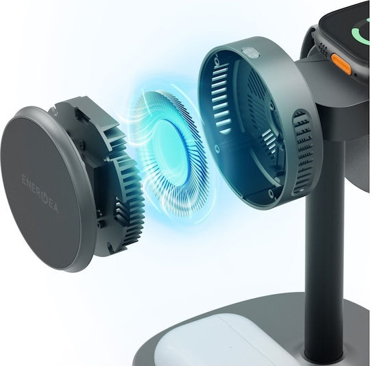 Energea Ασύρματος Φορτιστής Qi2 15W Power Delivery Γκρι (MagArctic Stand and Charger 65W)