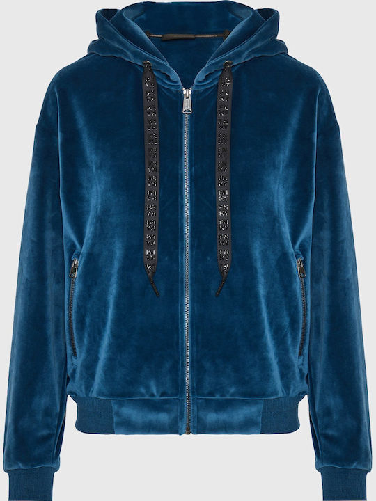 Women's Cardigan with Zipper Blue