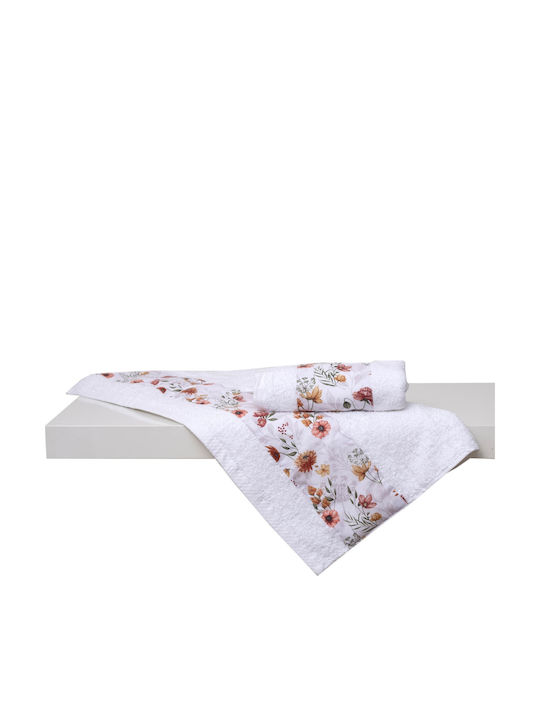 Viopros Set De Prosoape De Baie 2 Bucăți Primăvară Albe Greutate 480gr/m²