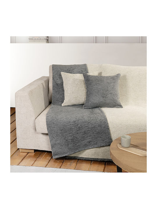 Nima Caldo Armchair Throw 2 Sides Chenille 180x180cm Gray Ecru