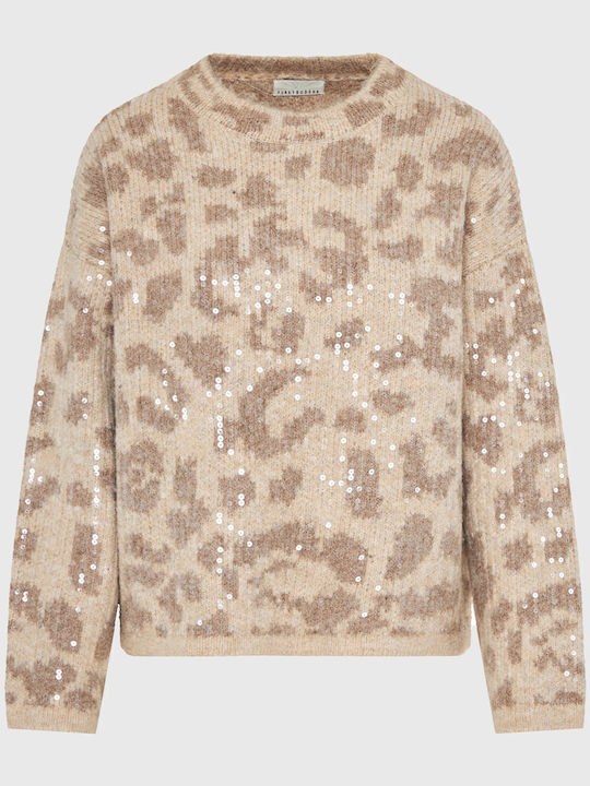 Damen Pullover Tierdruck Leopard