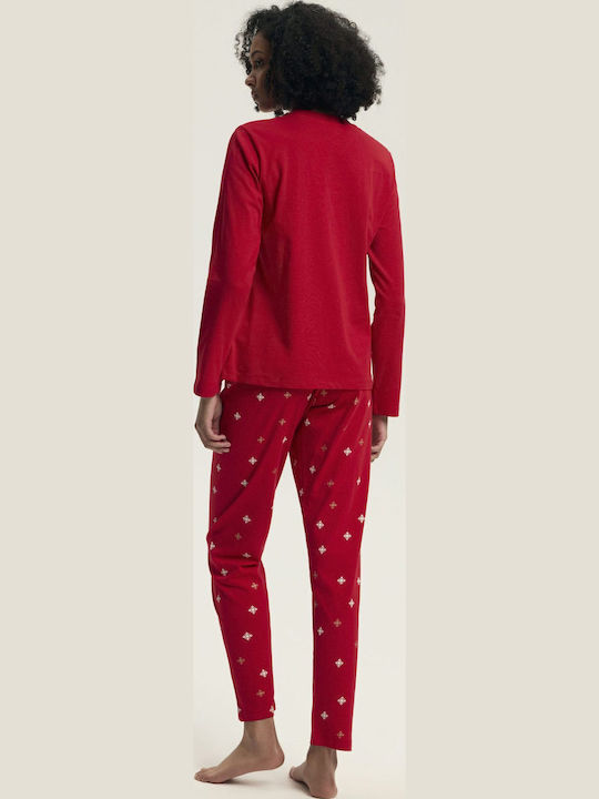 Henderson Winter Damen Pyjama-Set Rot