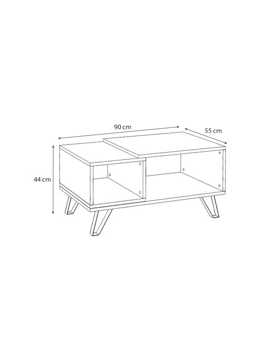 Rectangular Central Coffee Table Don Wooden Sonoma Anthracite W90xL55xH44cm