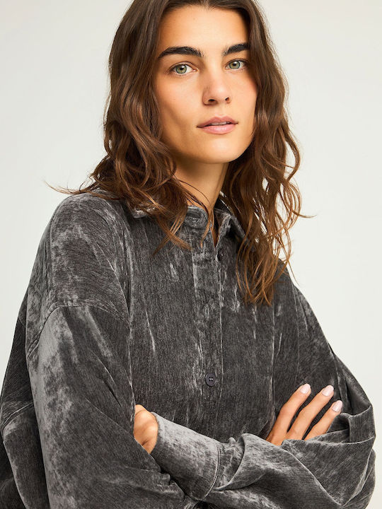 Langärmelig Damen Hemd Gray