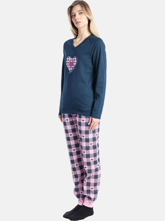 Paco & Co Winter Damen Pyjama-Set Blue