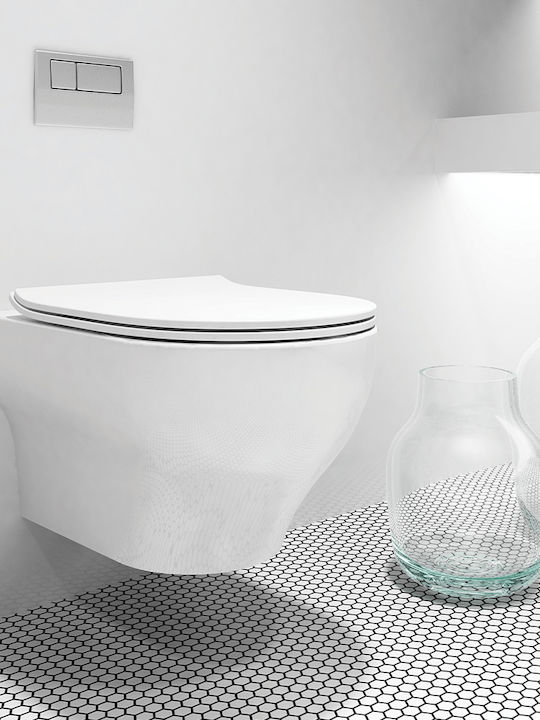 Orabella Clear Rimless Wall-Mounted Toilet Безръбрен с Стройна Капак Софт Клоуз White
