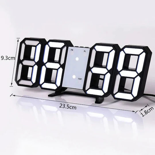 Tischuhr Digital LED mit Wecker Schwarz MM004421038