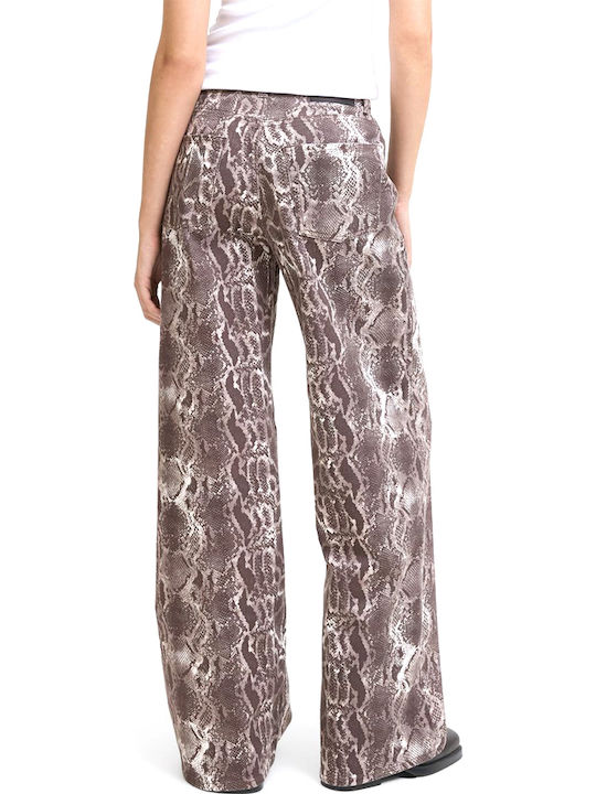 Jack & Jones Damen Hochbund Stoff Palazzohose Brown- White- Beige Jack & Jones Damen Hochbund Stoff Palazzohose Brown- White- Beige