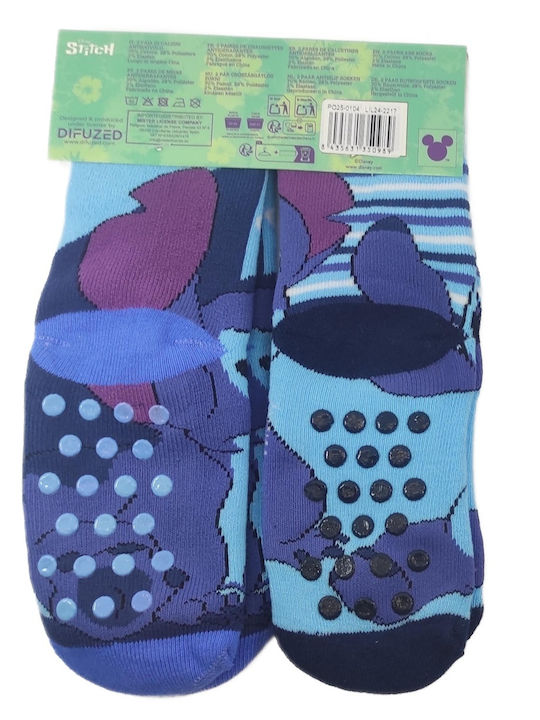 Disney Kids' Socks Non-Slip Stitch Blue 2 Pairs