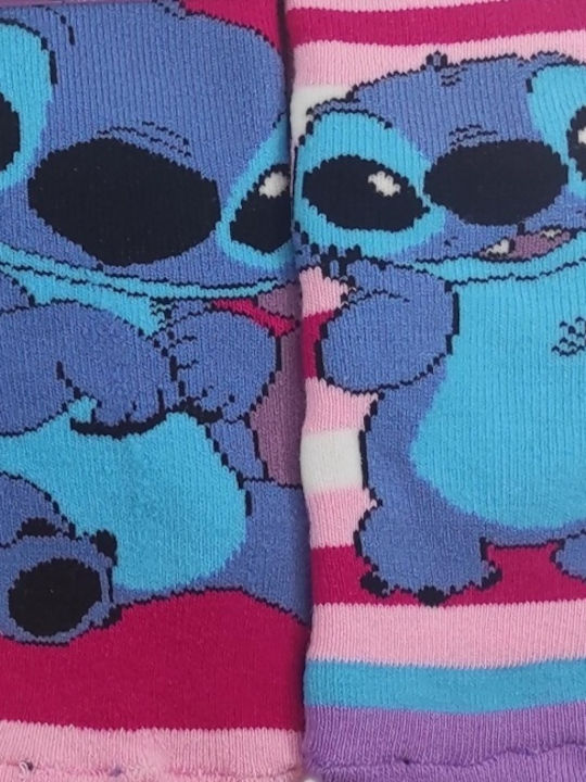 Disney Kids' Socks Non-Slip Stitch Fuchsia Pink 2 Pairs