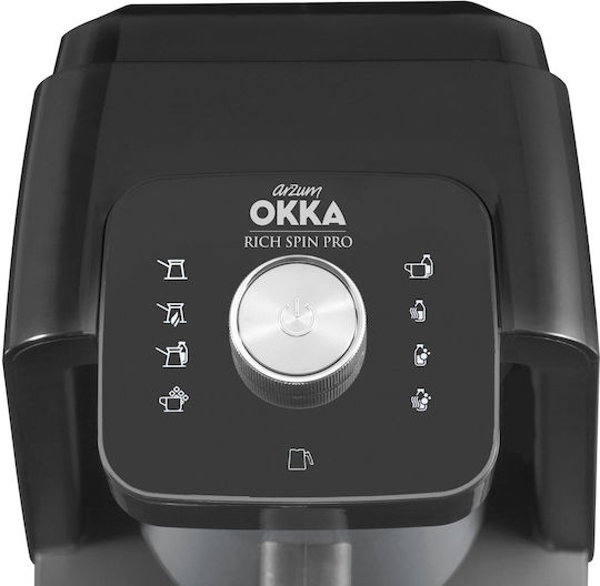 Okka Rich Spin Pro Greek Coffee Machine 700W with Capacity 375ml Inox