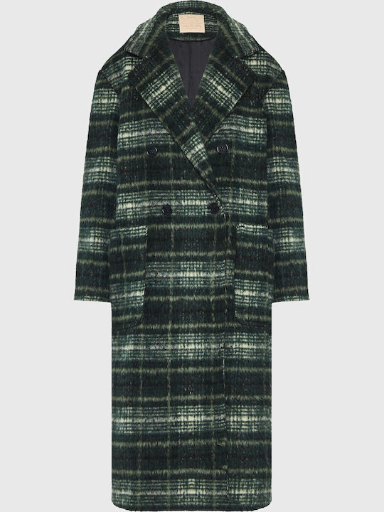 Women's Checked Plaid Coat Oversized with Buttons