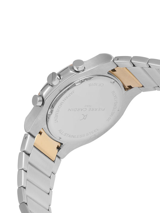 Pierre Cardin Two Tone Herrenuhr 42mm Batterie mit Silber Metallarmband