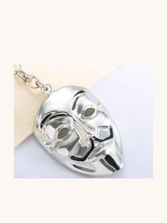 Μπρελόκ Ασημένιο Μάσκα "v Vendeta" Silver Keychain Mask "v Vendeta" Molfs Μπρελόκ Ασημένιο Μάσκα "v Vendeta" Silver Keychain Mask "v Vendeta" Molfs