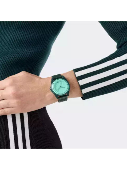 adidas Women's Watch with Green Rubber Strap