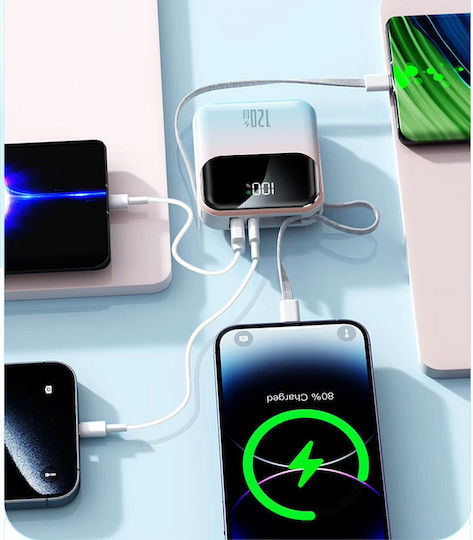DX337 Power Bank 10000mAh 22.5W с USB-A порт и USB-C порт Blue/Pink