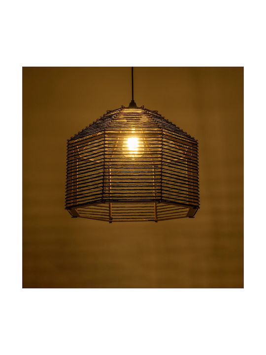 GloboStar Vork Pendant Light Black Boho with Rope for Socket E27 40x40x36cm