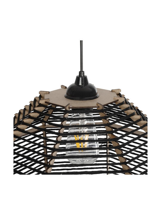 GloboStar Vork Pendant Light Black Boho with Rope for Socket E27 40x40x36cm