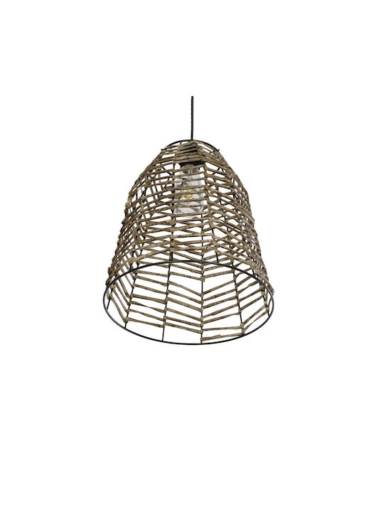 GloboStar Netz Pendant Light Beige Boho with Rope for Socket E27 30x30x38cm