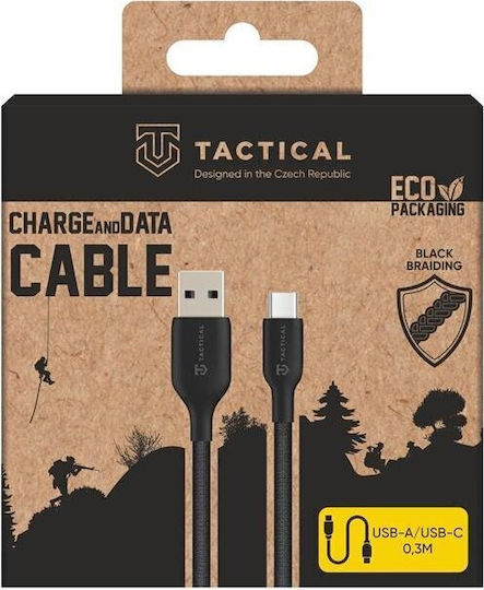 Tactical Braided USB 2.0 Cable USB-C male - USB-A 60W Μαύρο 0.3m 57983126580