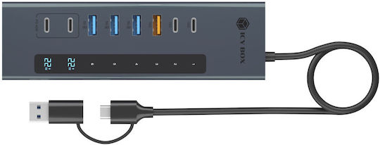 Icy Box Hub 11 Θυρών USB 3.2 με σύνδεση USB-A Γκρι