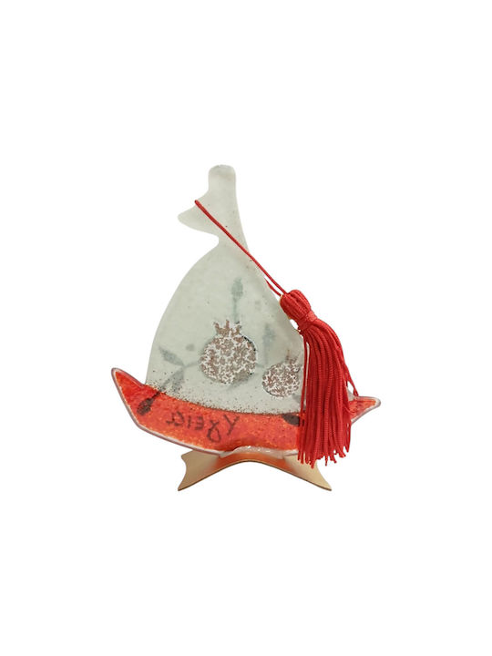 Kalliopi Silver Handmade Tabletop Lucky Charm Boat White made of Glass 2026 10x12cm 1pcs