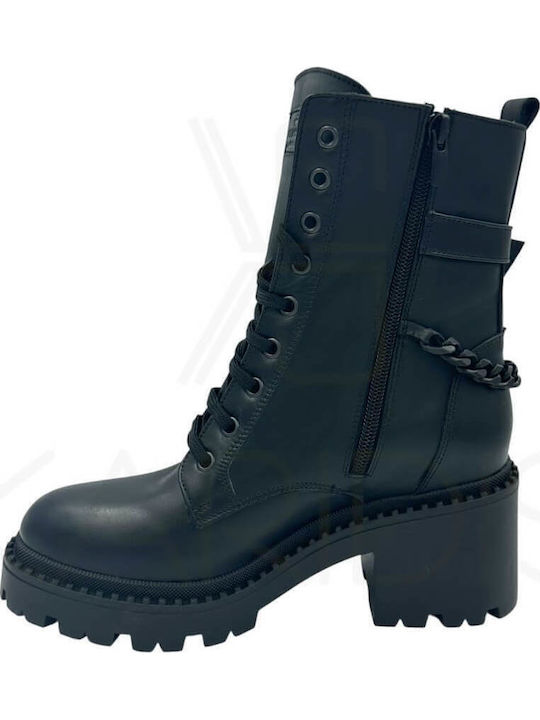 Leder Stiefeletten Damen Schwarz