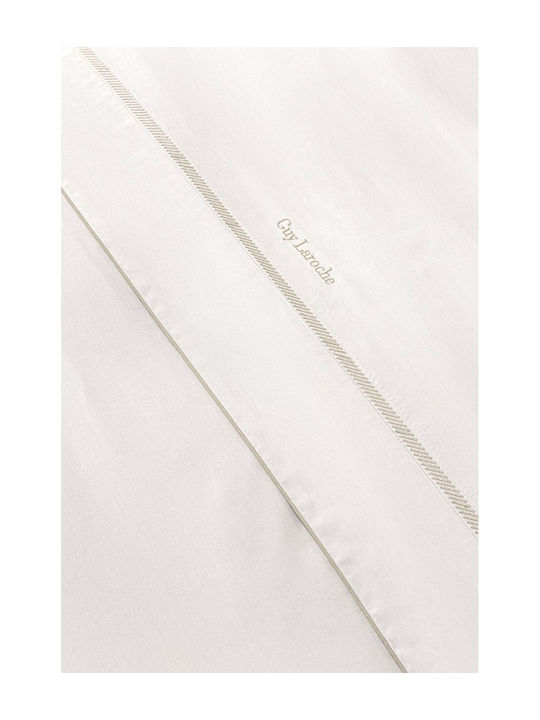 Guy Laroche Set Duvet Cover Cotton Satin 240x250cm Super King with 2 Pillowcases Elite Ivory-Beige