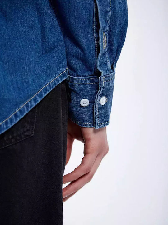Langärmlig Jeans Hemd Mid Retro