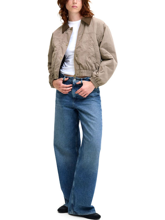 Κοντό Γυναικείο Bomber Jacket Καφέ