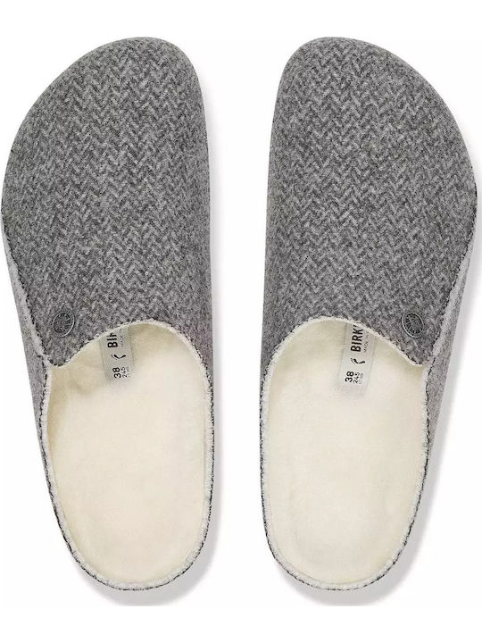 Zermatt Shearling Anatomische Wollige Damen Hausschuhe Grau Schmal Passform