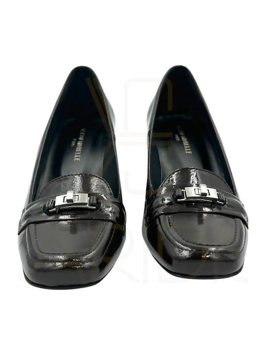 Patent Leather Brown Medium Heels