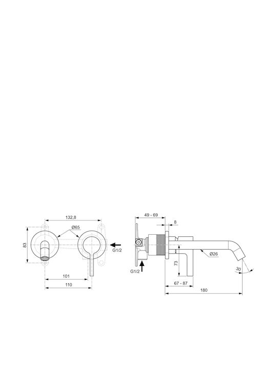 Ideal Standard Joy Αναμεικτική Μπαταρία Νιπτήρα Ασημί