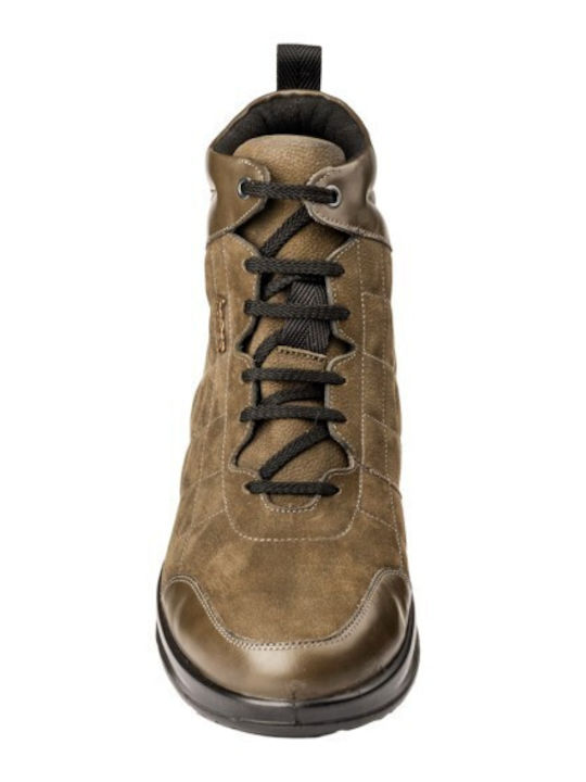 Leather Khaki Men's Boots