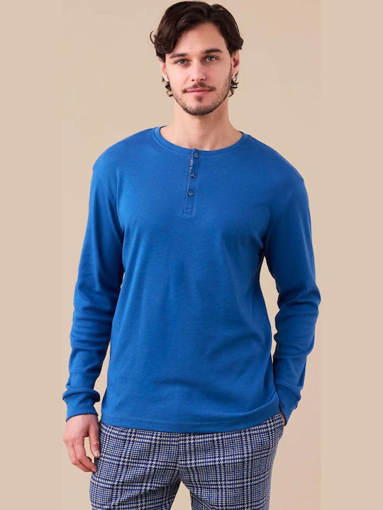 Noidinotte Men's Winter Pajamas Set Blue Raff