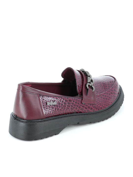 Patent Leather Women's Loafers in Burgundy Color