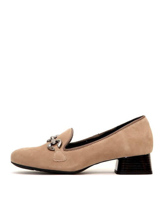 Δερμάτινα Γυναικεία Loafers σε Μπεζ Χρώμα