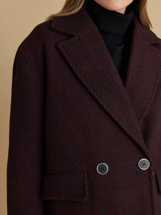 Women's Coat Red with Buttons