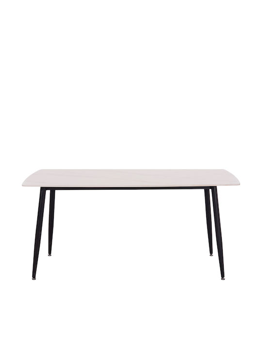 Rav Tisch Speisesaal Marble White, Black 160x90x75cm