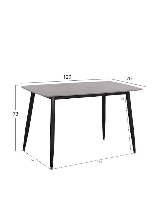Rav Tisch Speisesaal Marble Grey, Black 120x70x75cm