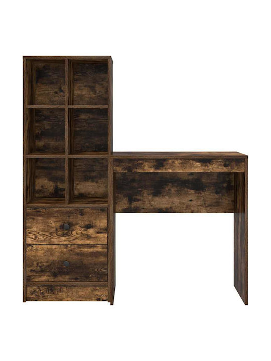 Desk Wooden with Bookshelf Smoked Oak 70x40x76cm