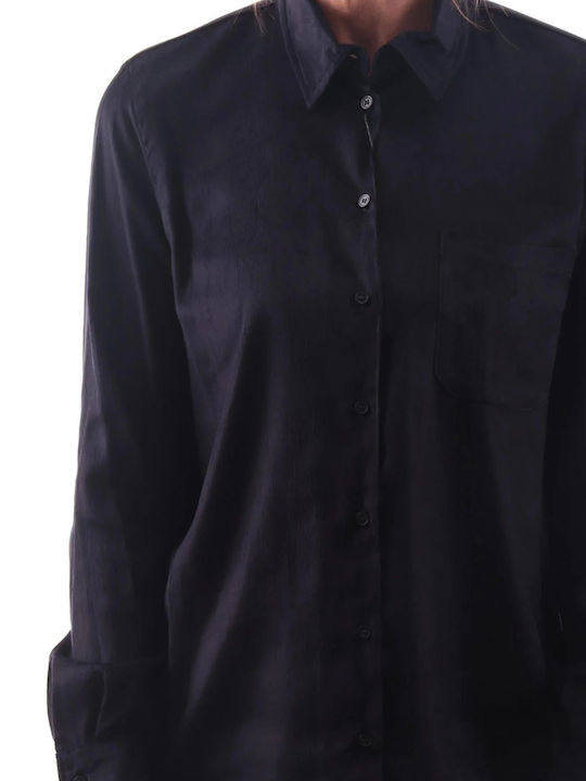 Long Sleeve Women's Corduroy Shirt Blue