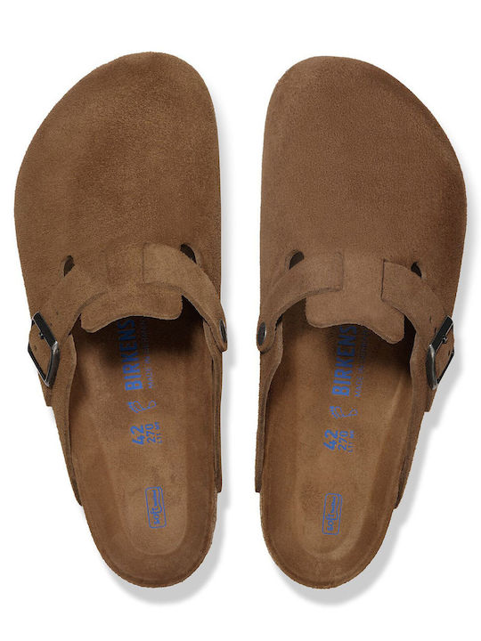 Men's Leather Slippers Regular Fit Brown