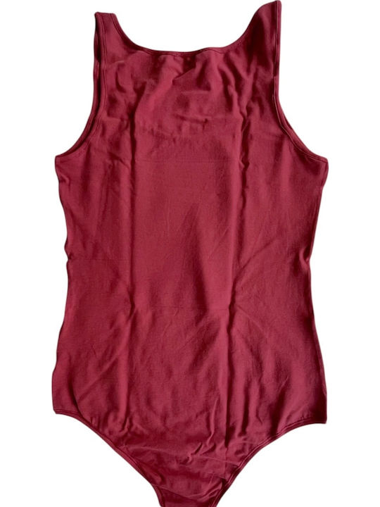 Jadea Terracotta Cotton Sleeveless Bodysuit Wide Straps 4152
