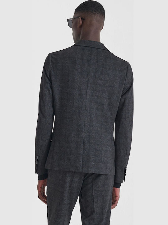 Men's Winter Suit Jacket Slim Fit Black